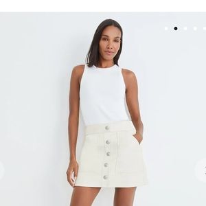 Veronica Beard Vegan Leather Ivory Arez skirt